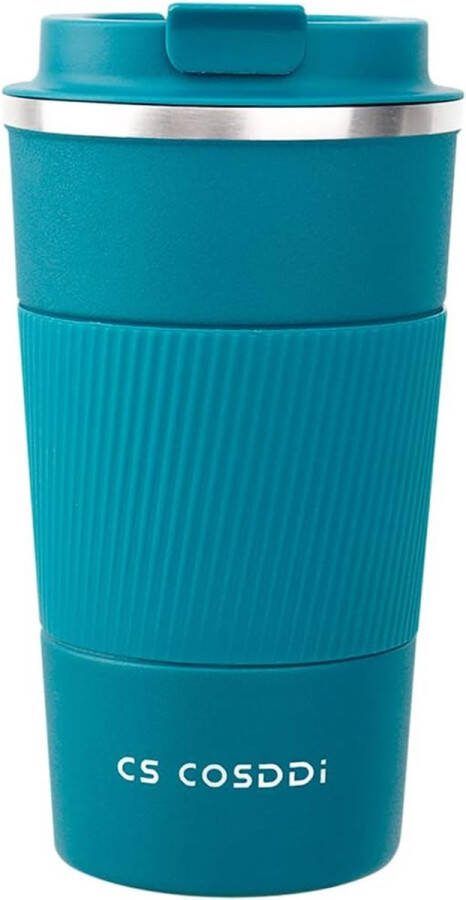 Mug auto Geïsoleerde reisbeker met lekvrij deksel herbruikbare koffiekopjes auto-koffiemok thermobeker van roestvrij staal voor warm en koud water en 510 ml thee (blauw-A)