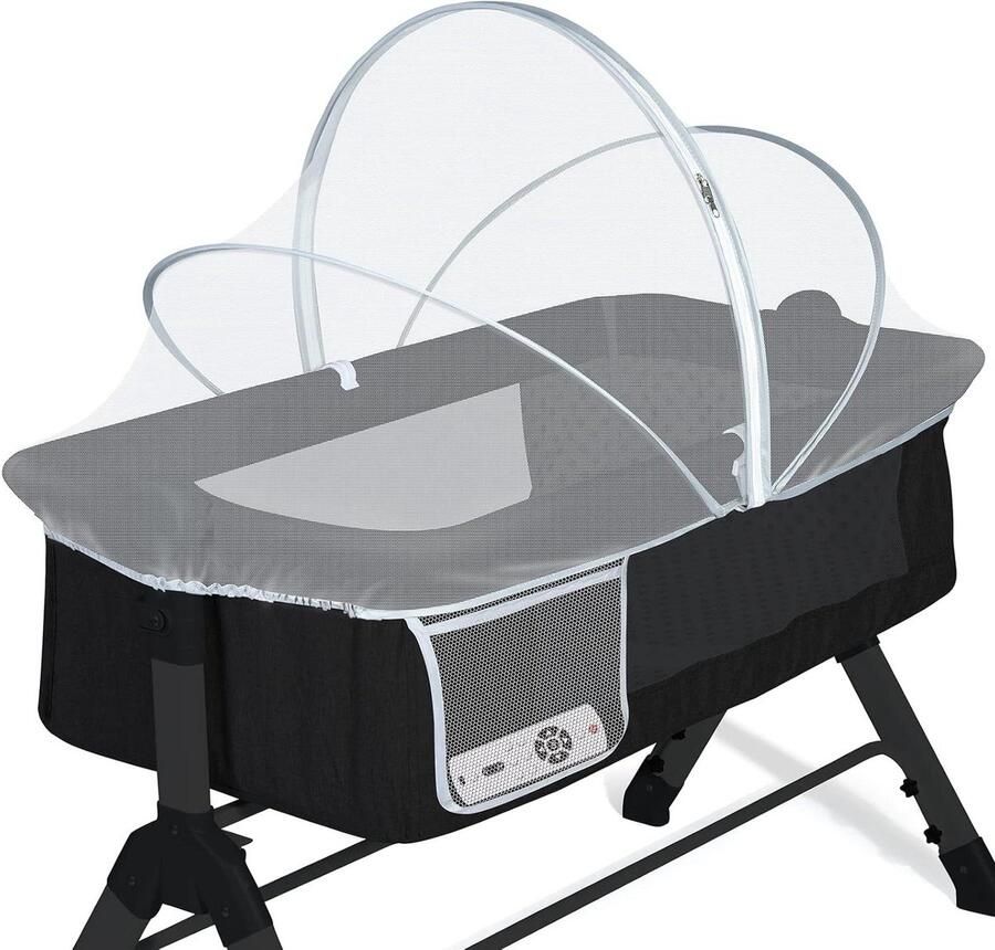Muggennet babybed Universeel insectennet met ritssluiting Duurzaam vliegennet voor kinderbed Met zijvak Wit