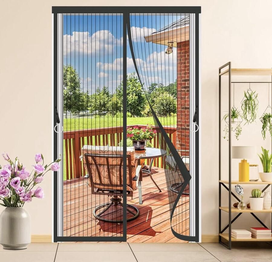 Muggennet Vliegenhordeur terrasdeur balkondeur 70 x 210 cm vliegenhordeur zonder boren insectenbescherming met klittenband vliegengordijn voor woonkamer schuifdeur en kelderdeur