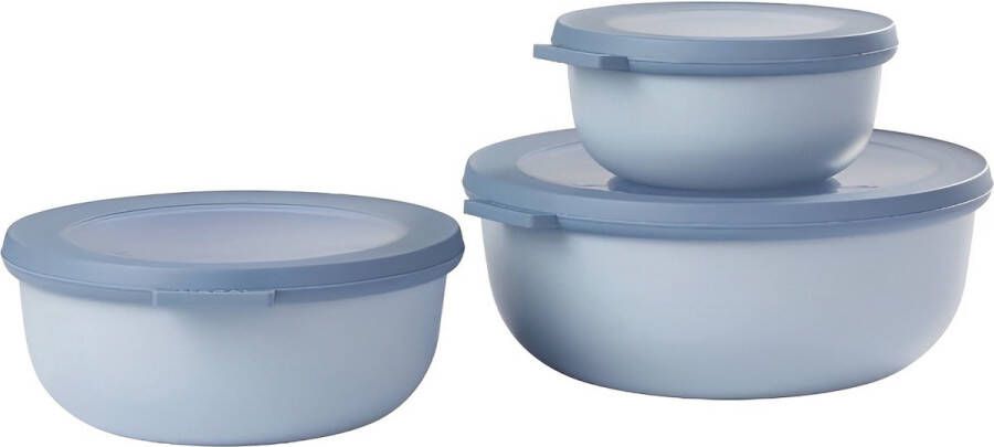 Multi Bowl Cirqula Multischalenset 3-delig plat en rond – inhoud: 350 750 1250 ml – onbreekbaar materiaal lekvrij – geschikt voor Diepvriesbestendig Vaatwasserbestendig en voor magnetron Nordic Blue