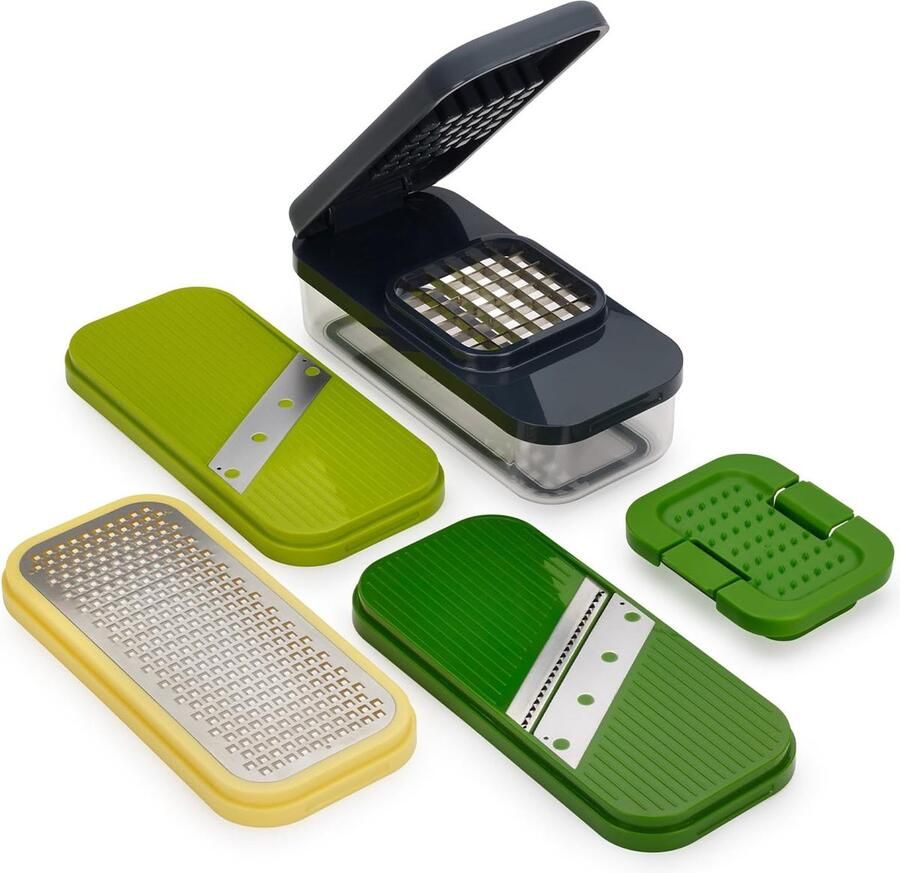 Multi-Prep Compact 4-in-1 Multifunctionele Keuken Groente Chopper & Snijder Kaasrasp Mandoline Veggie Snijder Voedsel Julienne Snijder met Container