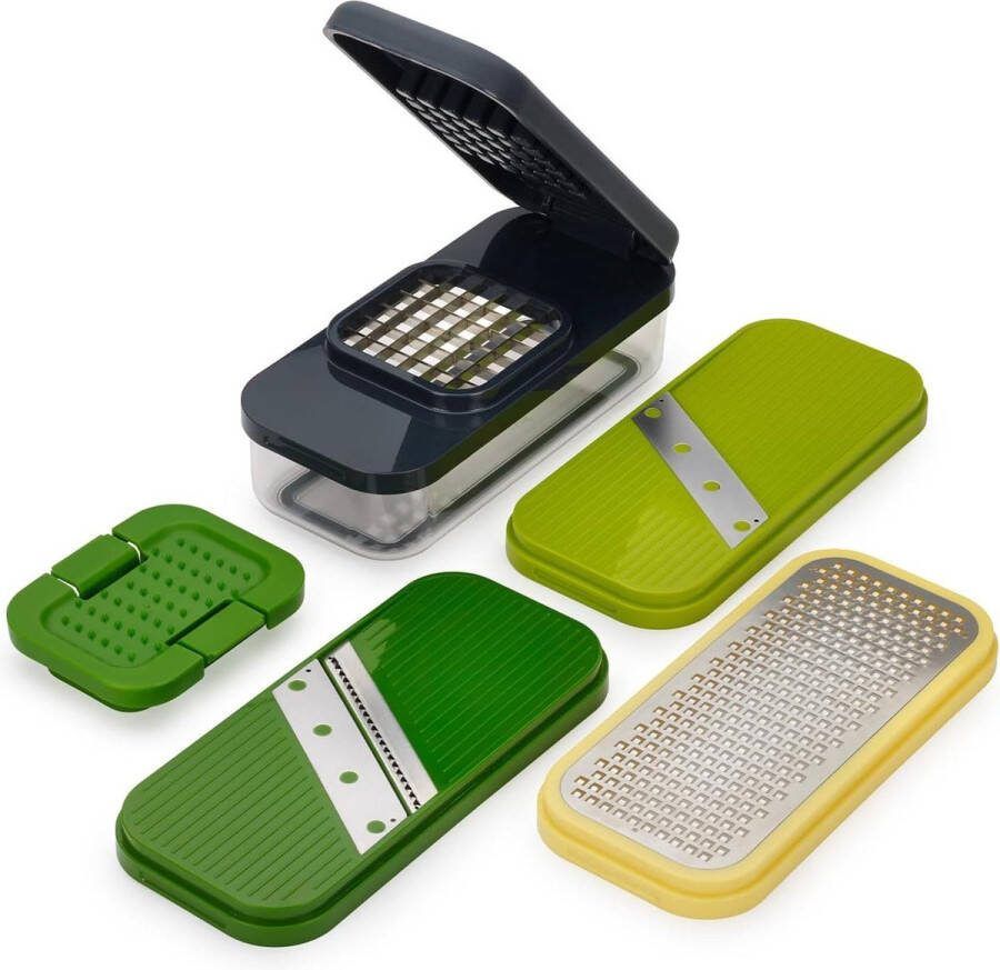 Multi-Prep Compact 4-in-1 Multifunctionele Keuken Groente Chopper Kaasrasp Mandoline Julienne Snijder met Container