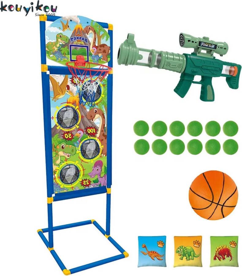 Multic 3-in-1 Binnensport Speelgoed Bean Bags Toss Spel Basketbal Luchtdrukpistool Bewegende Schietspel Geweer Speelgoed BB gun
