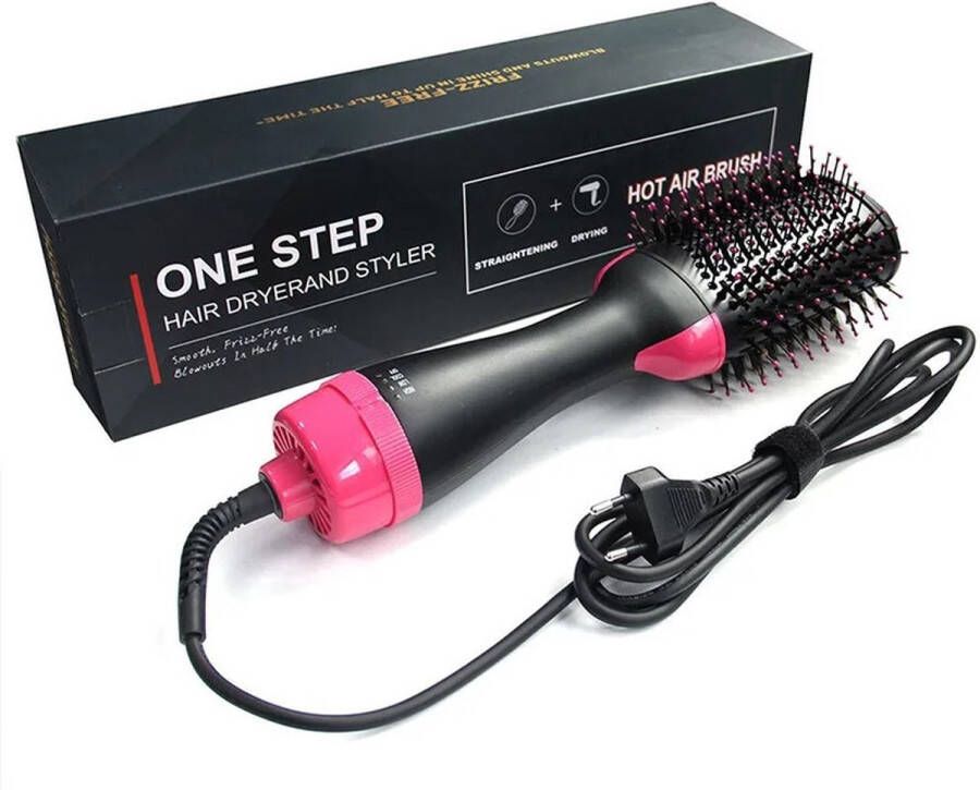 Multifunctioneel Hulpmiddel Voor Haarstyling: Ionische Rechttrekken En Krullen Kam Met Hete Lucht En Borstel