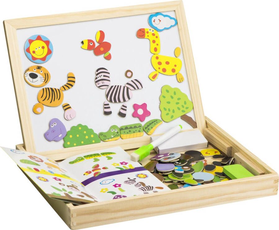 Ikonka Educatief Groot Multifunctioneel Bord Magnetisch Bord Krijtbord Puzzel Dieren