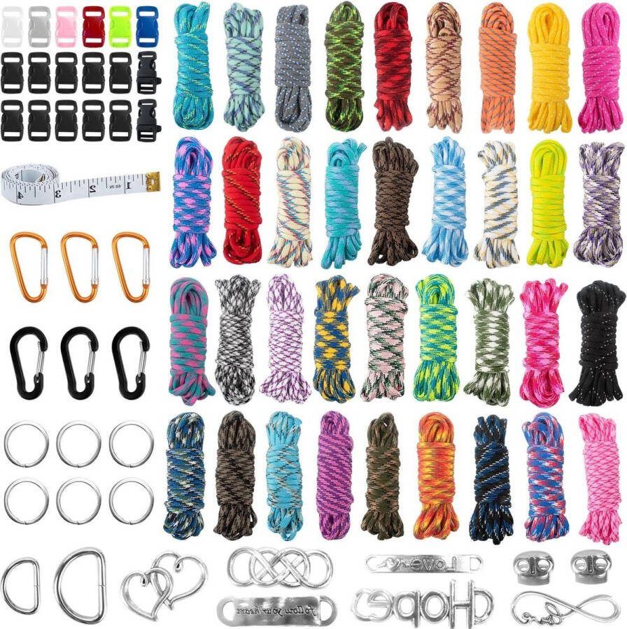 Multifunctioneel paracord set nylon koord met touwgesp en naainaalden geschikt voor outdoor en sport 36 kleuren doe-het-zelf armbanden
