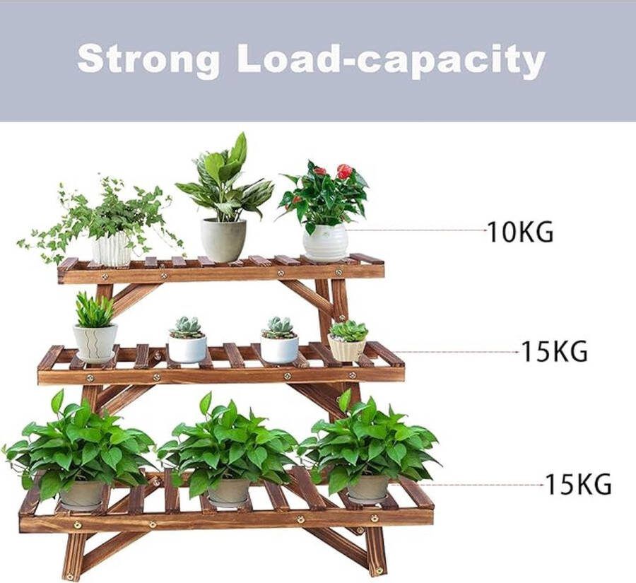 Multifunctioneel plantenrek voor balkon hoek woonkamer kantoor tuin 70 x 25 x 49.5 centimetres