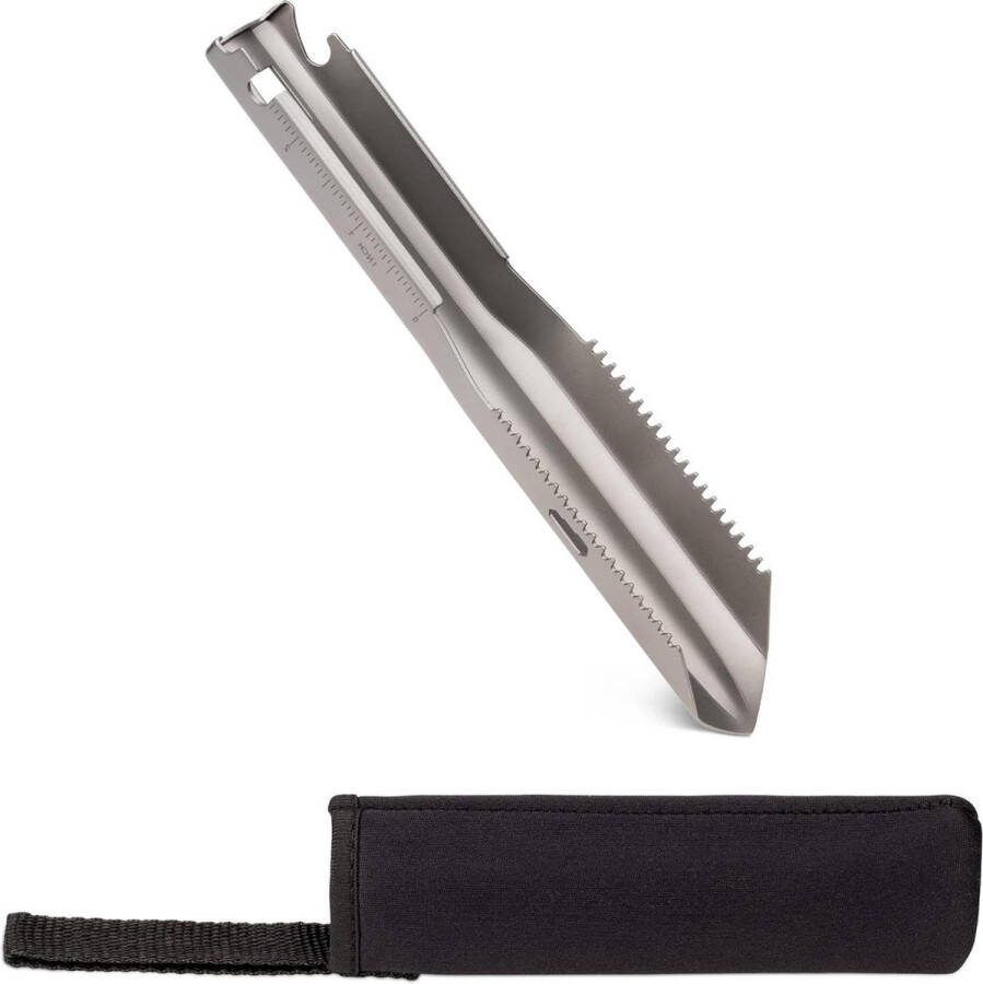 Multifunctioneel titanium campingtool Schepje met liniaal Multitool tasje Schop outdoor activiteiten