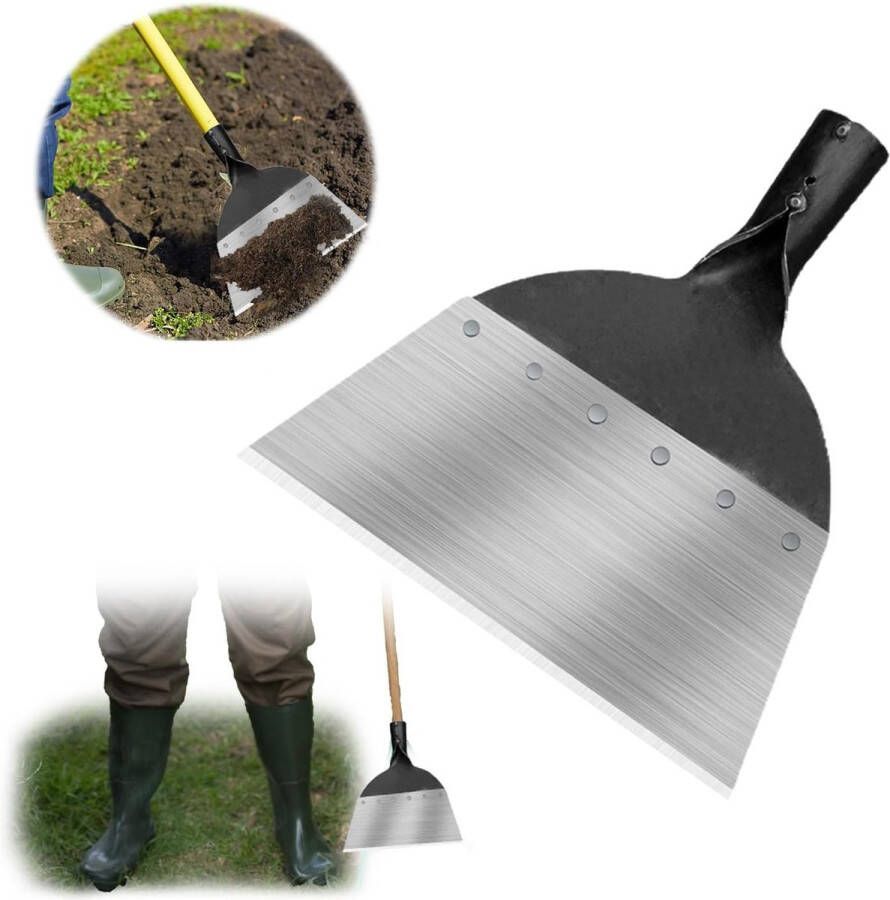 Multifunctioneel tuingereedschap onkruidverwijderaar tuingereedschap platte schep van staal tuinschep schokschraper (21 x 26 5 x 3 cm)