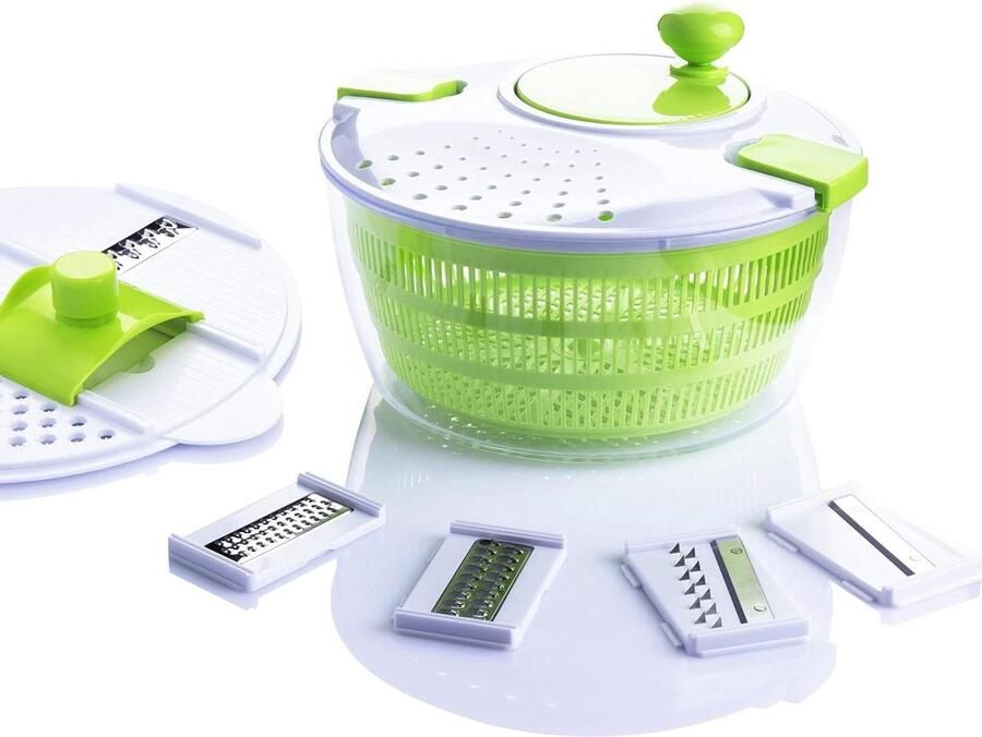 Multifunctionele 7 in 1 4L Salade Spinner Keuken Gadget Set Groente Droger Rasp Slicer