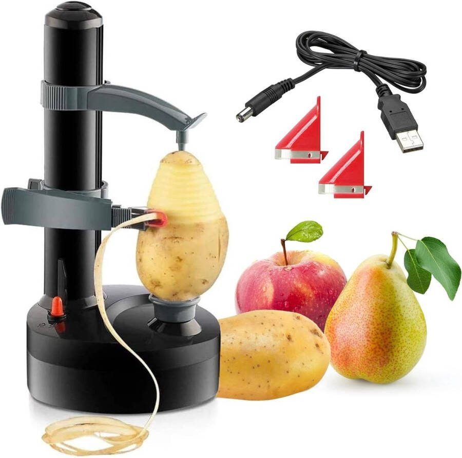 Multifunctionele automatische elektrische dunschiller draaibaar aardappelschiller groenteschiller keukengereedschap van staal zwart