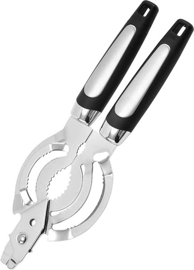 Multifunctionele blikopener van roestvrij staal-Geschikt voor thuis keuken restaurant-Voor ouderen met artritis en handzwakte-Zwart-24.8cm