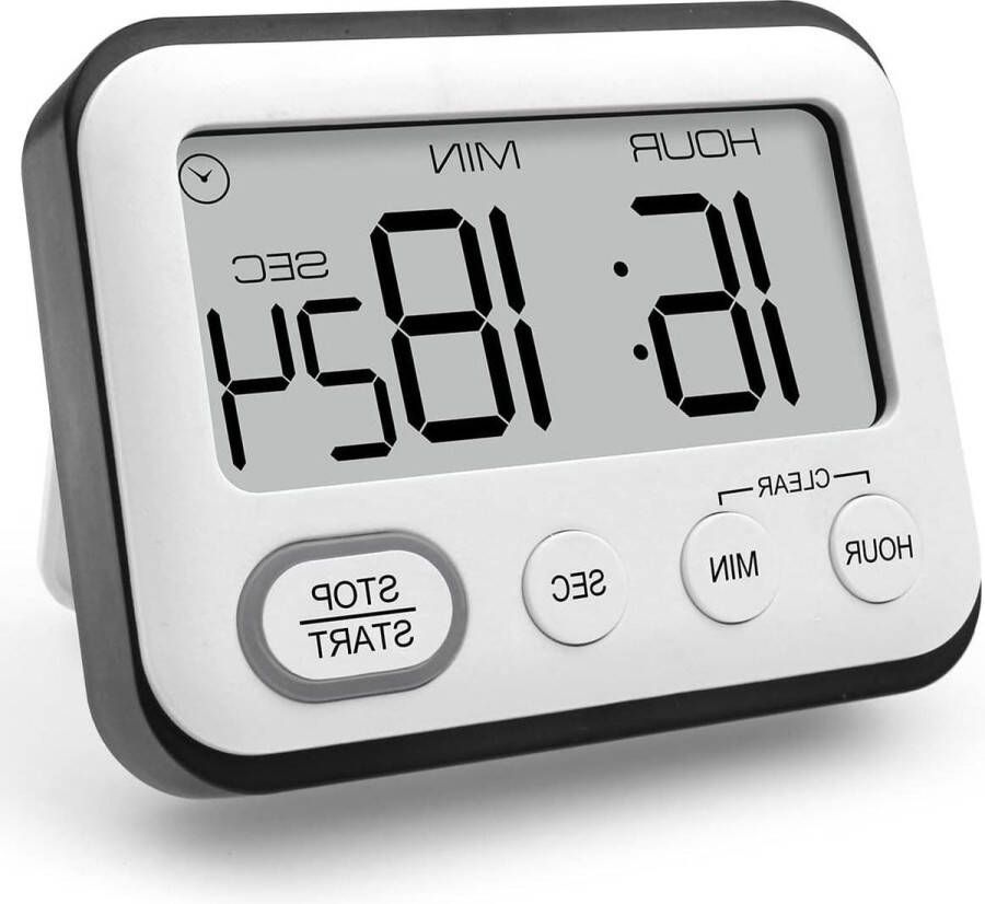 Multifunctionele digitale keukenwekker met groot LCD-display en stopwatch timer kooktijd en wekker zwart kookwekker digitaal