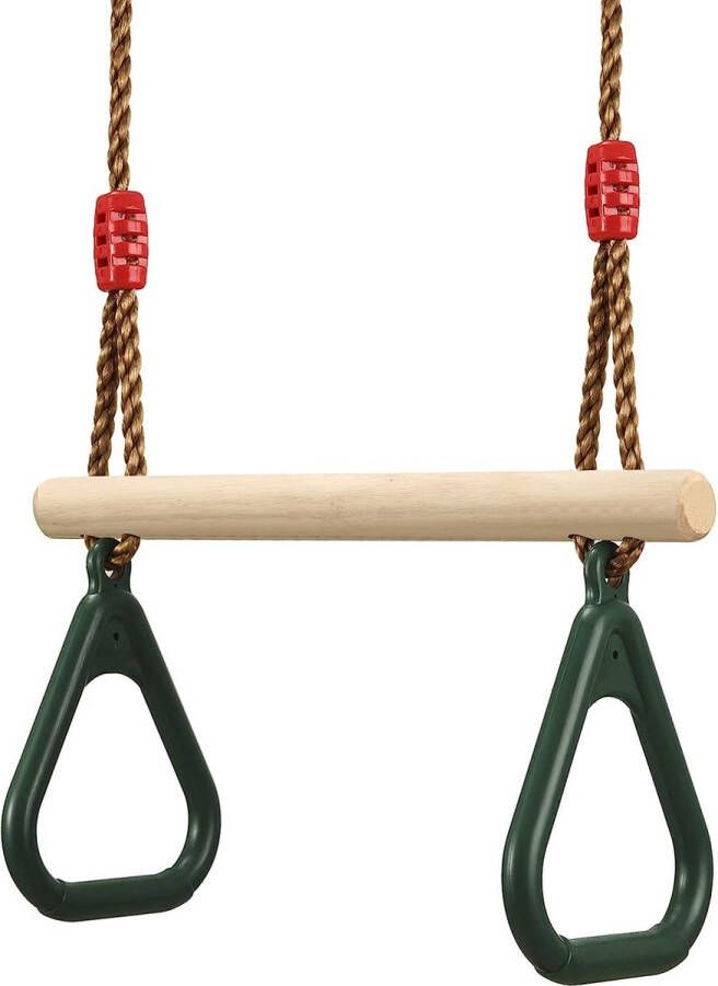Multifunctionele houten trapezium kinderkruk met kunststof turnring bovenop ophangbaar belastbaar tot 160 kg