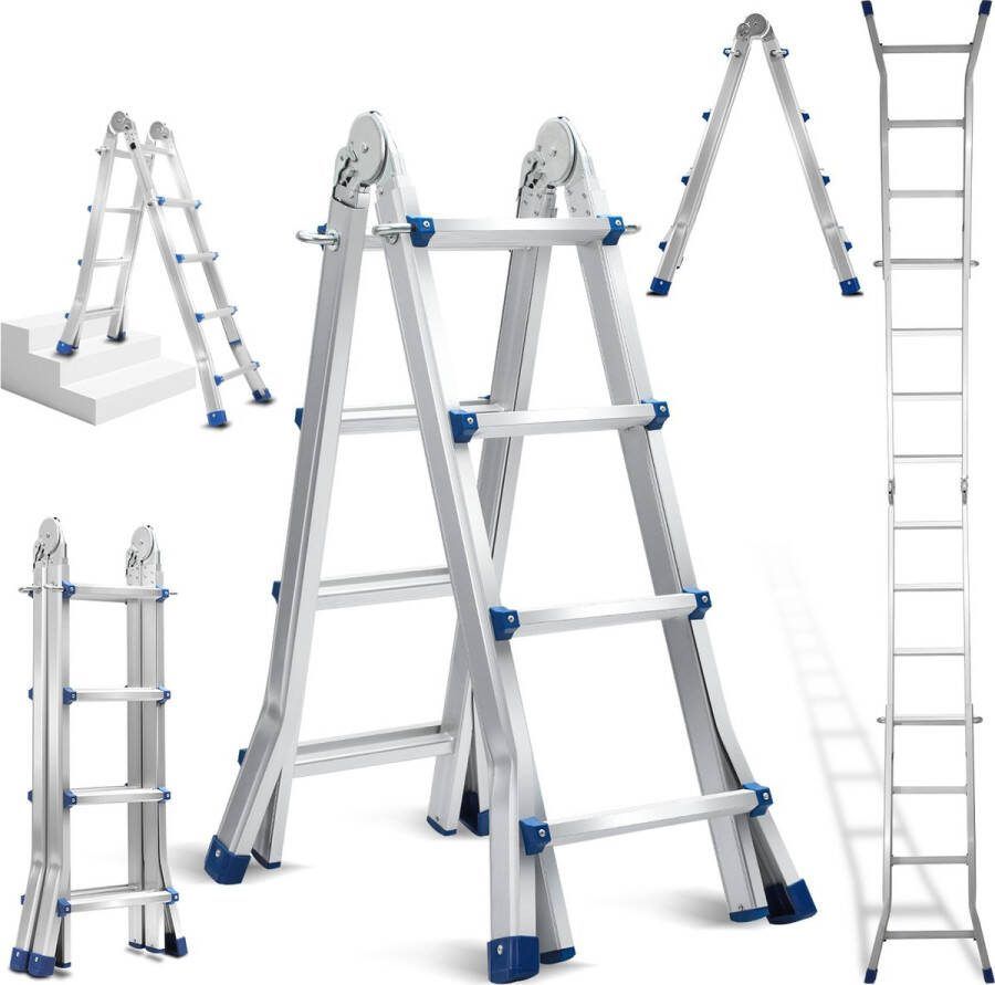 Multifunctionele ladder 4x4 aluminium multifunctionele ladder telescoopladder 402cm