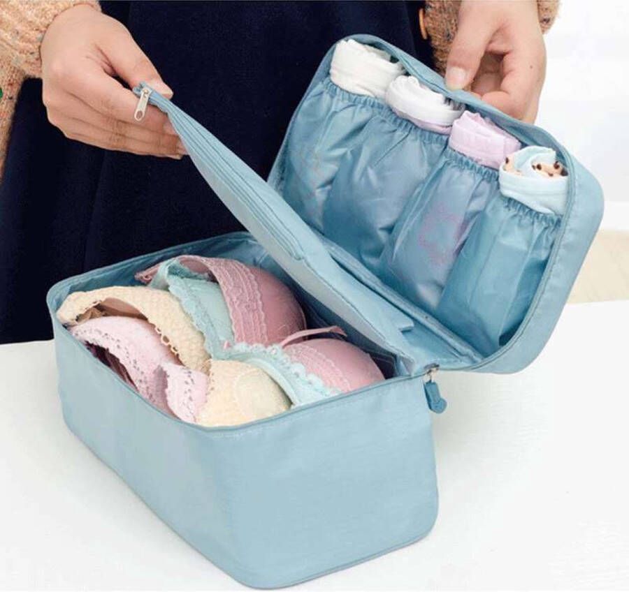 TDR-Multifunctionele lingerie ondergoed tas make-up tasje-toilettas-Hemelsblauw