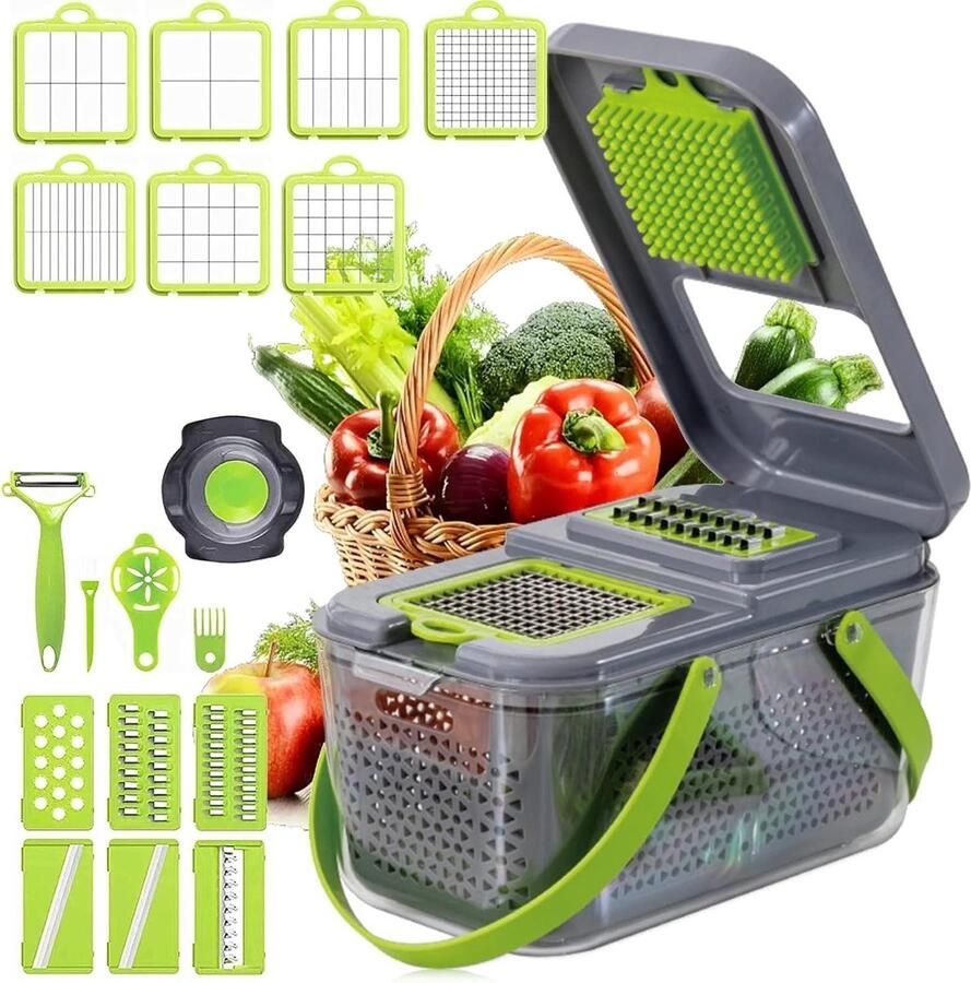 Mandoline Multifunctionele Groentesnijder Verstelbare Groentesnijder Aardappelsnijder Inclusief Schone Borstel en Handbescherming