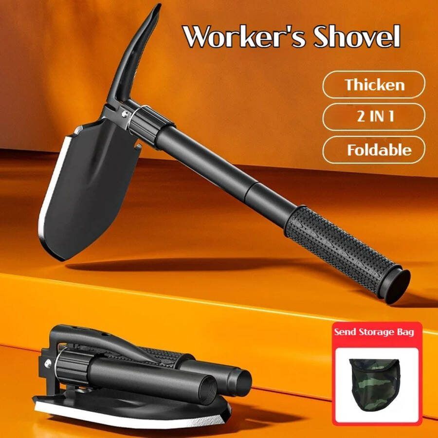 Multifunctionele Opvouwbare Schep Voor Kamperen Vissen en Survival 3-in-1 Shovel Houweel en Schoffel
