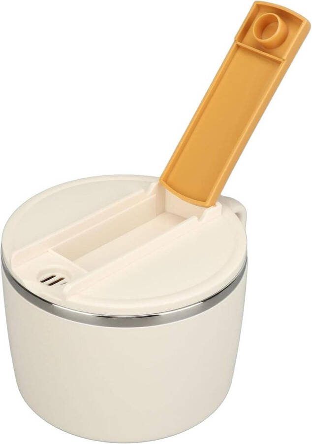 Multifunctionele Ramen Cooker Bowl 1200ml 304 Roestvrij Staal- ABS Telefoonsleuf- Eetstokjes- Vork- Kantoor (Beige)