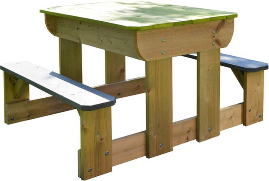Multifunctionele robuste picknicktafel voor kinderen 100 x 80 cm Met zandtafel en watertafel Kinder tuinset tafel met deksel en bankjes FSC hout