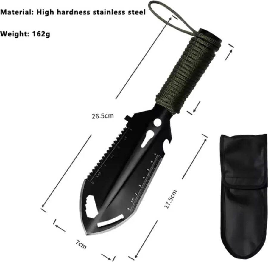 Multifunctionele RVS Kampeerschep Compact en Draagbaar Met Ergonomisch Handvat en Extra Functies Voor Outdoor Survival en Tuinieren