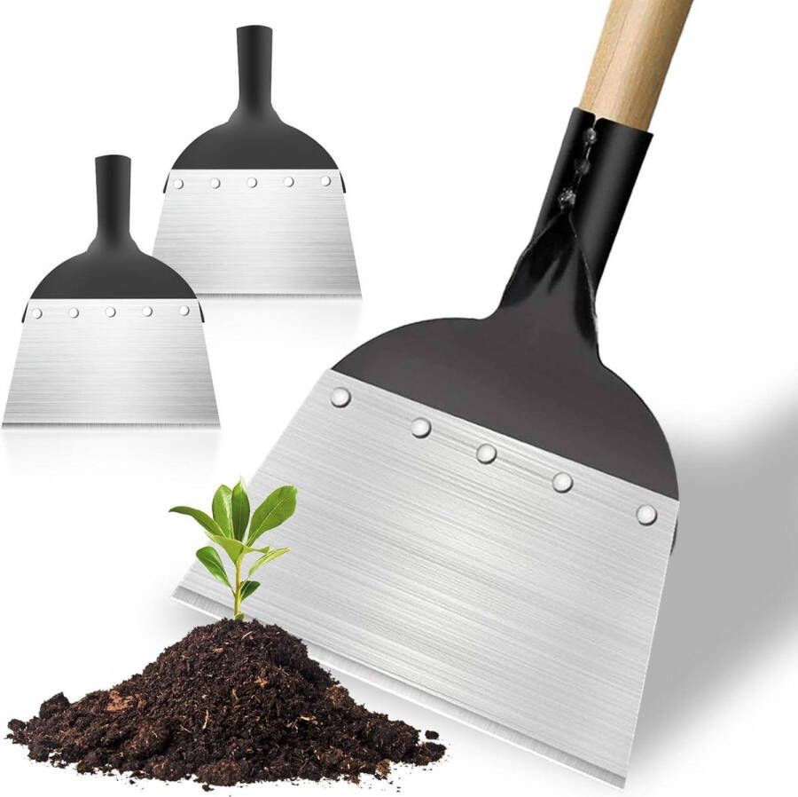 Multifunctionele tuinschep wieden schep staal platte schep onkruid 2 stuks outdoor tuinreinigingsschep (23 x 25 cm)