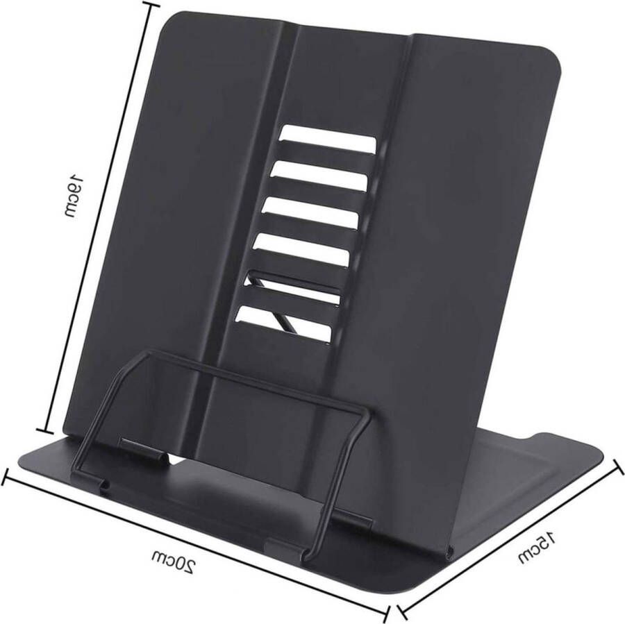 Multifunctionele verstelbare metalen leesstandaard boekenstandaard voor boeken en mobiele telefoon zwart book seat