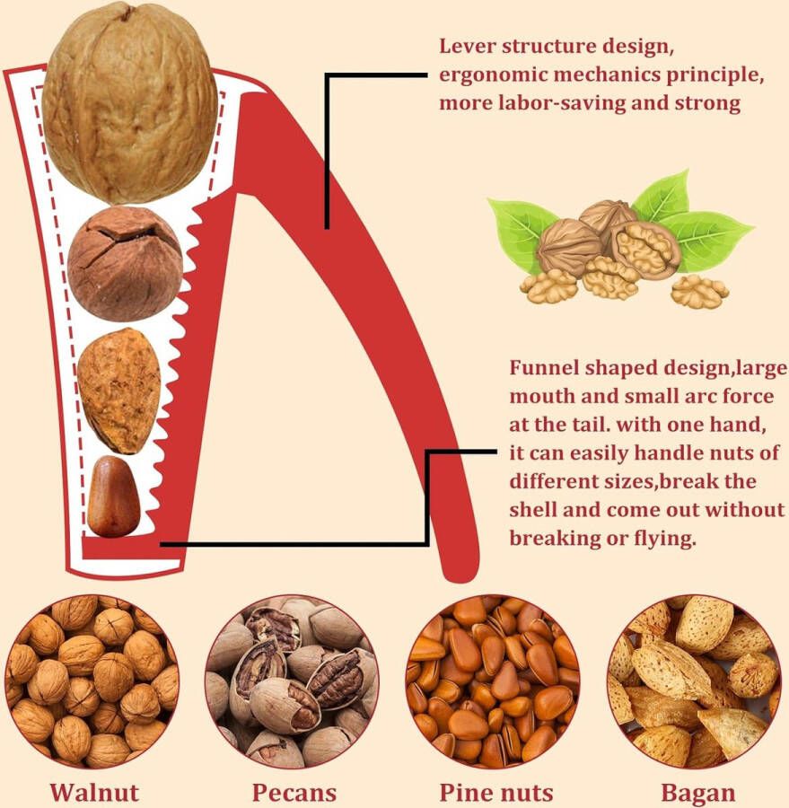 Multifunctionele walnootclip notenschiller trechtervormige notenkraker walnootpeeling gereedschap voor pecan walnoot amandelen hazelnoten pistachenoten of schaaldieren