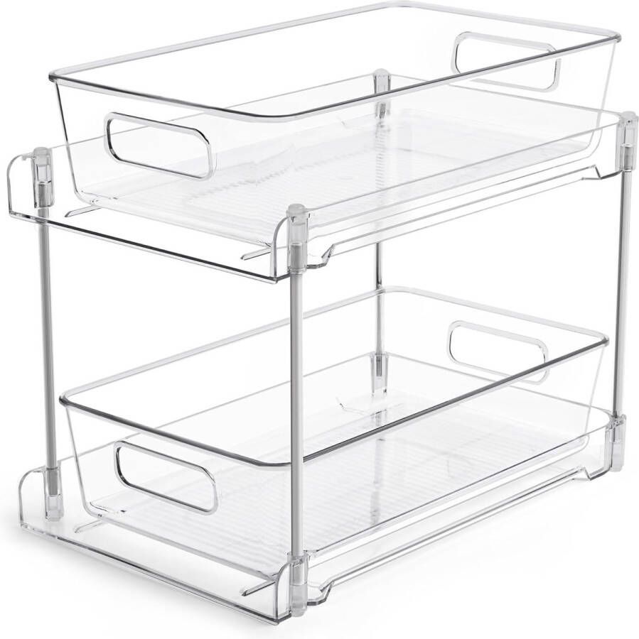 Multifunctionele wastafelkastorganizer dubbellaagse organizer voor schoonmaakmiddelen keukenkastorganizer voor gootsteen keuken badkamer kluisje tafelblad