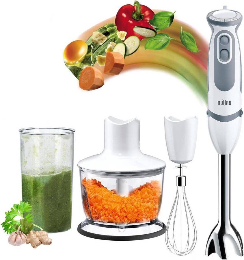 MultiQuick 5 Vario Staafmixer 1000 Watt Inclusief Accessoireset Wit Grijs 220-240 V