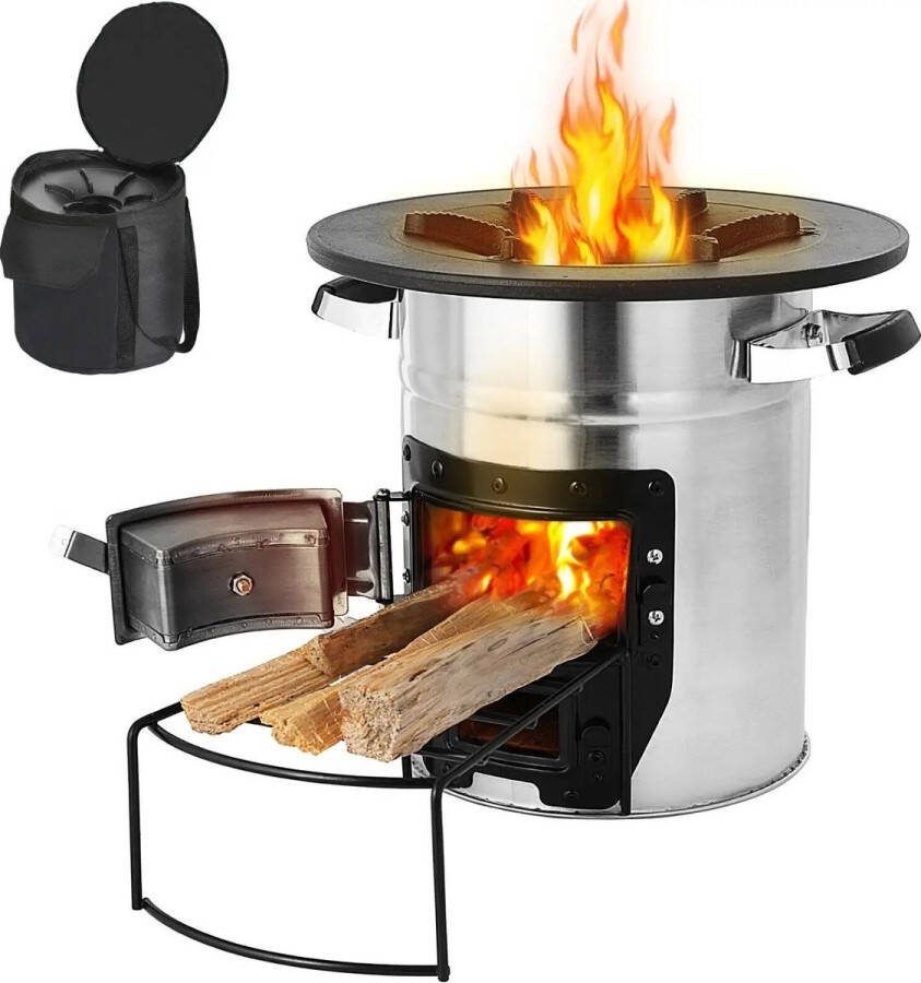 Multis Barbecue Houtskool Barbecue Draagbaar Ook Geschikt als Kachel Camping BBQ Grill Raketkachel Inclusief Draagtas 32x32x30cm