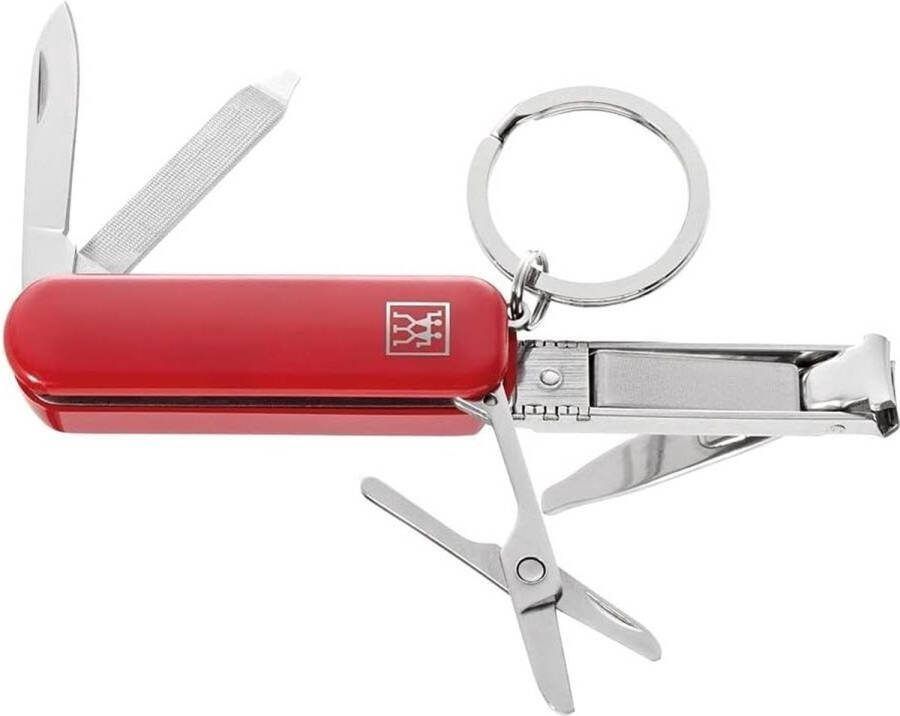 Multitool Manicure-Pedicure Sleutelhanger met Nagelschaartje Nagelknipper en Nagelvijl Rood 60 mm