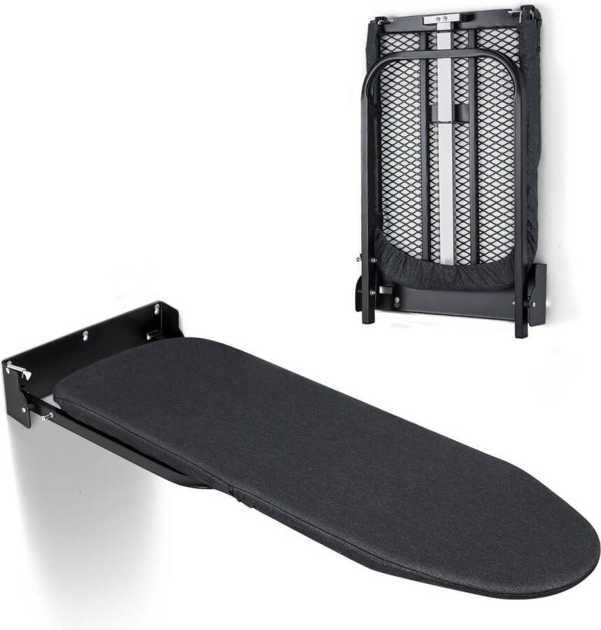 Muur Deur Kast Inklapbare Strijkplank Hittebestendige Hoes Compact Ruimtebesparend 31 x 915 cm Zwart Strijkplank