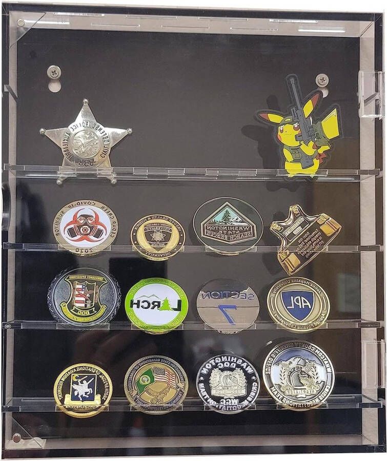 Muur gemonteerde uitdaging munt houder acryl vitrine voor medaille badges casino poker chips verzamelobjecten