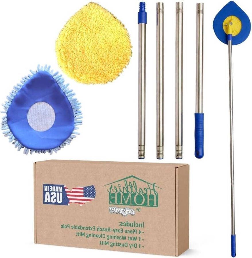 Muur stof en wassen mop Geel Micorfiber 60 Inch Microvezel schoonmaakdoekje met lange steel
