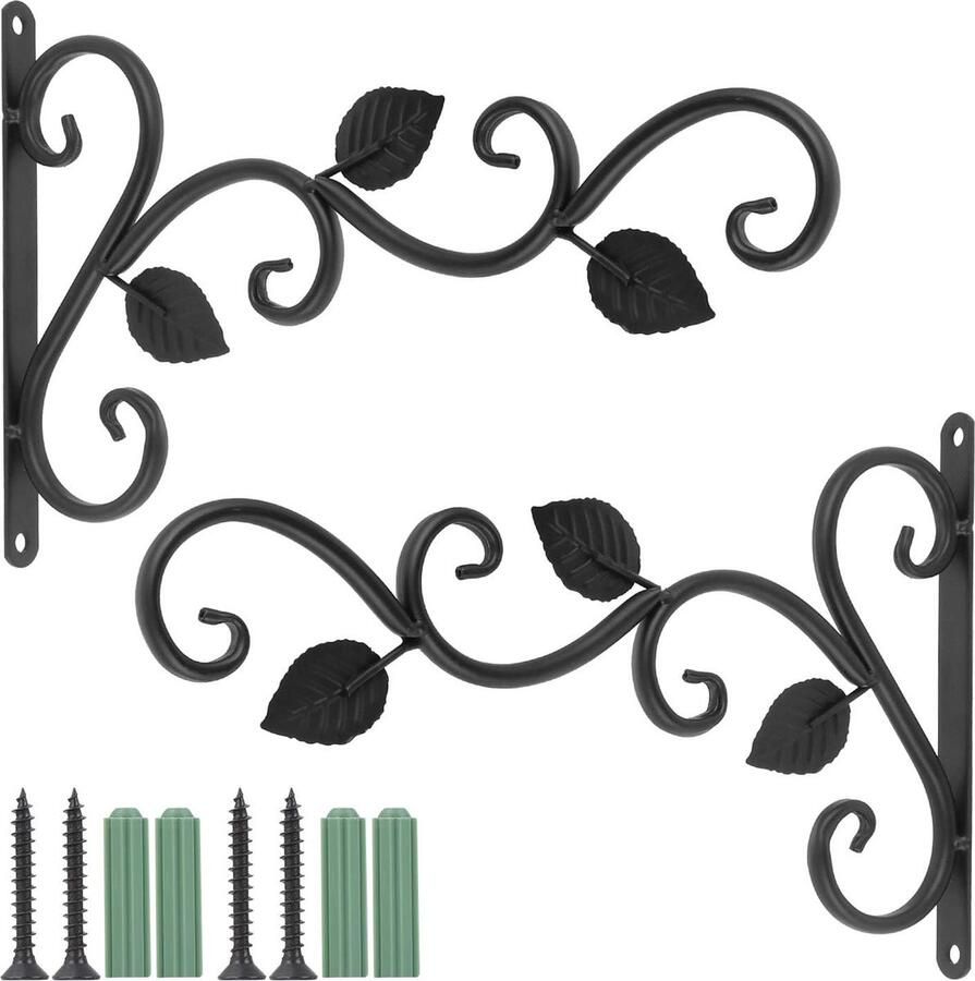 Muurhangende mandhouders ijzeren plantenhangers muurhaken hangende mandhouder plantenhouder voor lantaarns plantenbakken vogelhuisjes windgong