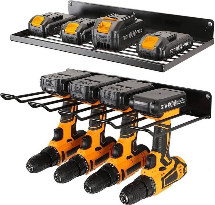 Muurmontage Boorhouder Opbergrek voor 4 Elektrische Boorgereedschappen Power Tool Organizer Mesh Anti-drop Ontwerp Garage Werkplaats Opslagrek