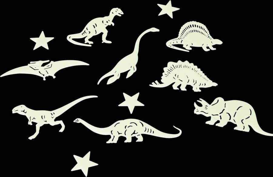 Muurstickers Dinosaurus Dino's Glow in the dark met foam tape