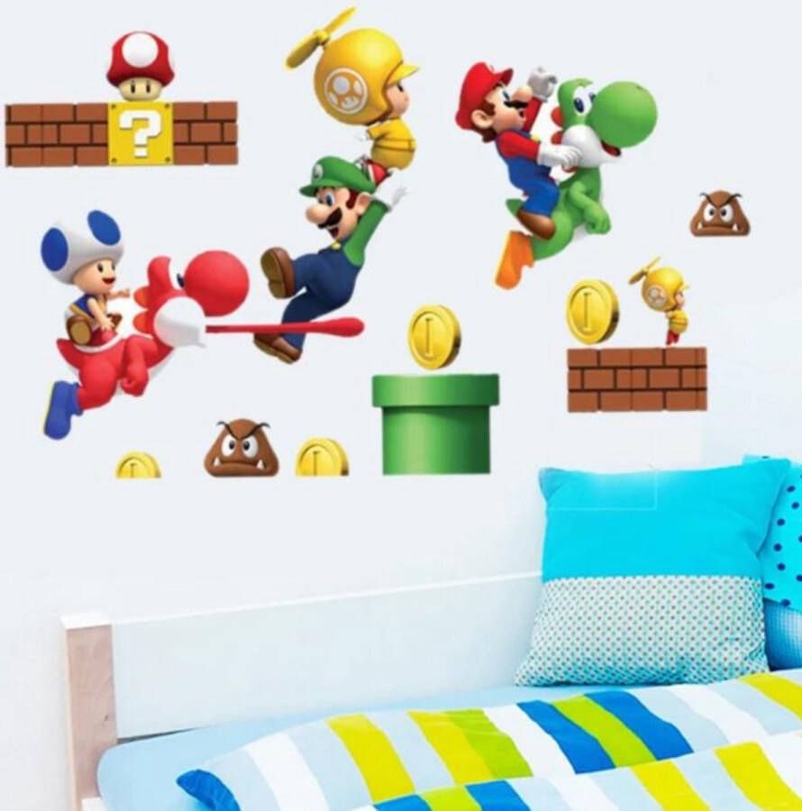 Muurstickers Wanddecoratie Wereldkaart Kinderen Retro personages uit videogames Muurdecoratie Voor Kinderkamer