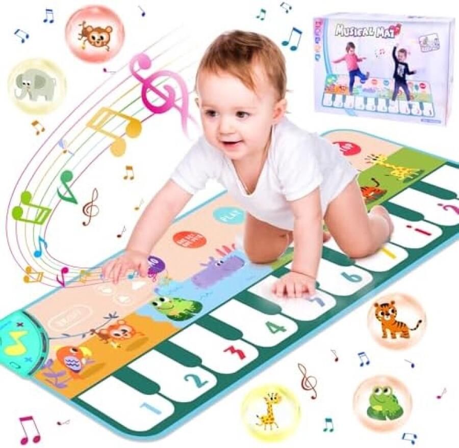 Muziekmat voor kinderen met 8 dieren babyspeelgoed dansmat pianomat