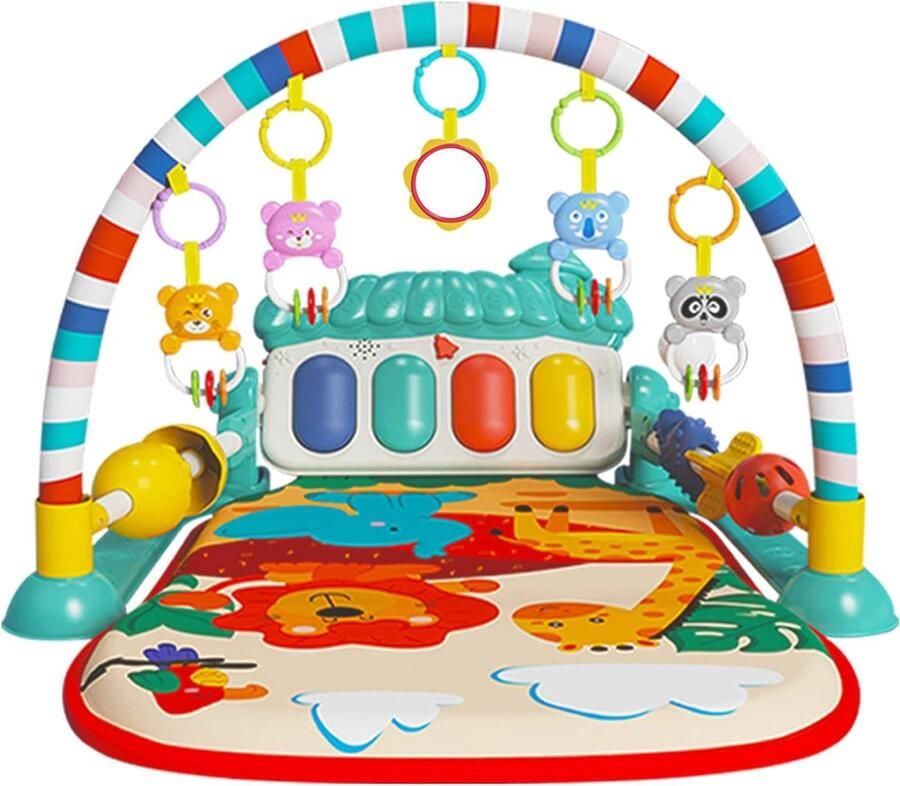 Speelmat Muzikaal Activiteitencentrum Baby Piano Gym Mat Buiktijd Gewatteerde Mat voor Pasgeboren Peuter Baby's Paddestoel Groen