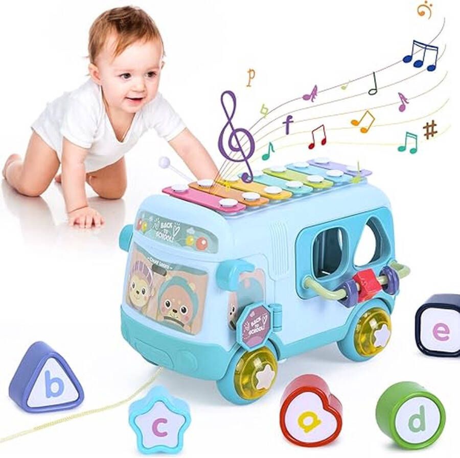 Muzikaal Speelgoed Babyspeelgoed vanaf 1 jaar Educatief Speelgoed Sensorisch Speelgoed met bus Xylofoon Vormsorteerder Trekspeelgoed Speelgoedgeschenken
