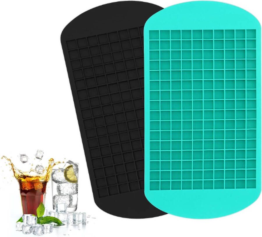 MXTIMWAN 2 stuks ijsblokjesvormen met 160 vakjes mini-ijsblokjes siliconen BPA-vrij voor keuken bars whisky cocktails en dranken ijsblokjes: 1 x 1 cm