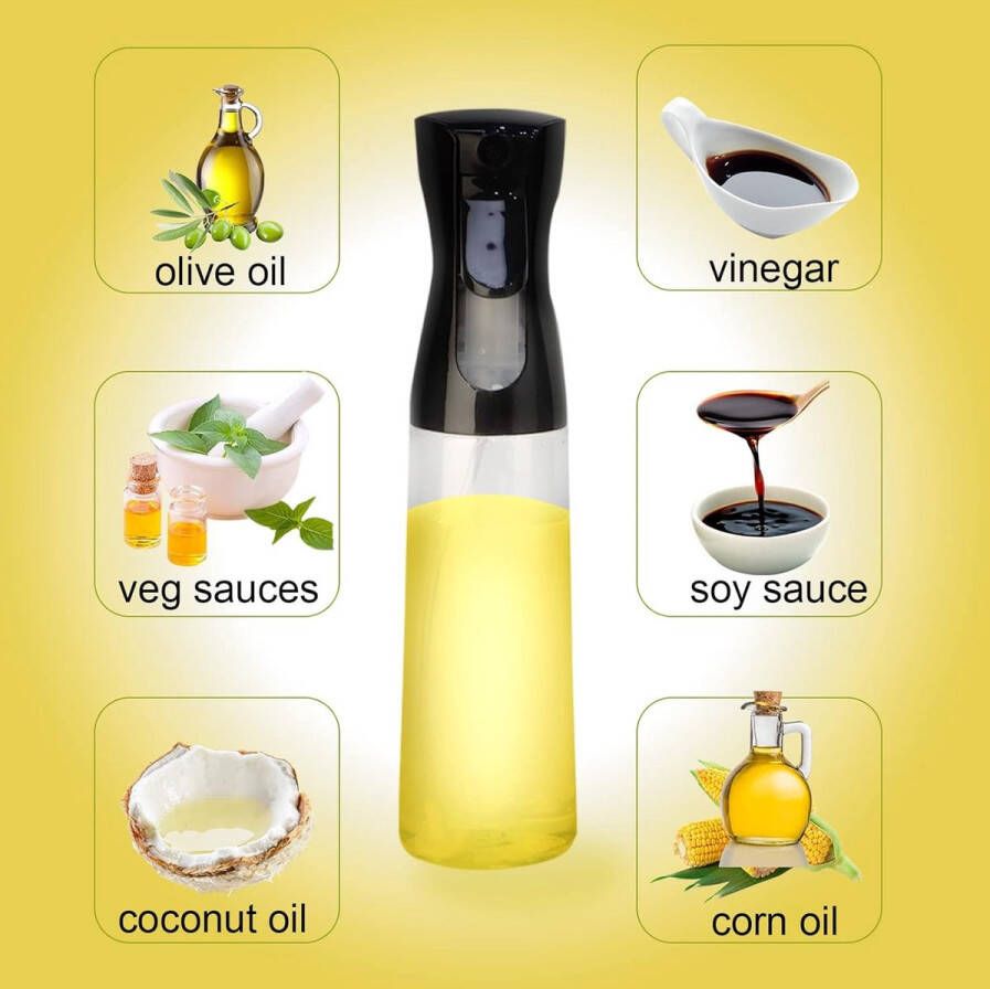 MXTIMWAN Oliesproeier 300 ml oliespray voor keuken olie spuitfles olijfolie spray salade oliedispenser voor spijsolie olie-azijnsproeier kookspray keuken gadget (zwart)