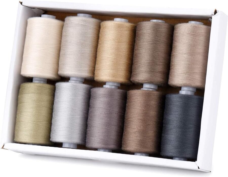 Naaigaren 40 Kleuren 1000 Yards Per Spoel 40S 2 Polyester 15 Kleur Sets Opties voor Naaimachine Borduurmachine Hand Naaien (10 Grijze Kleuren)