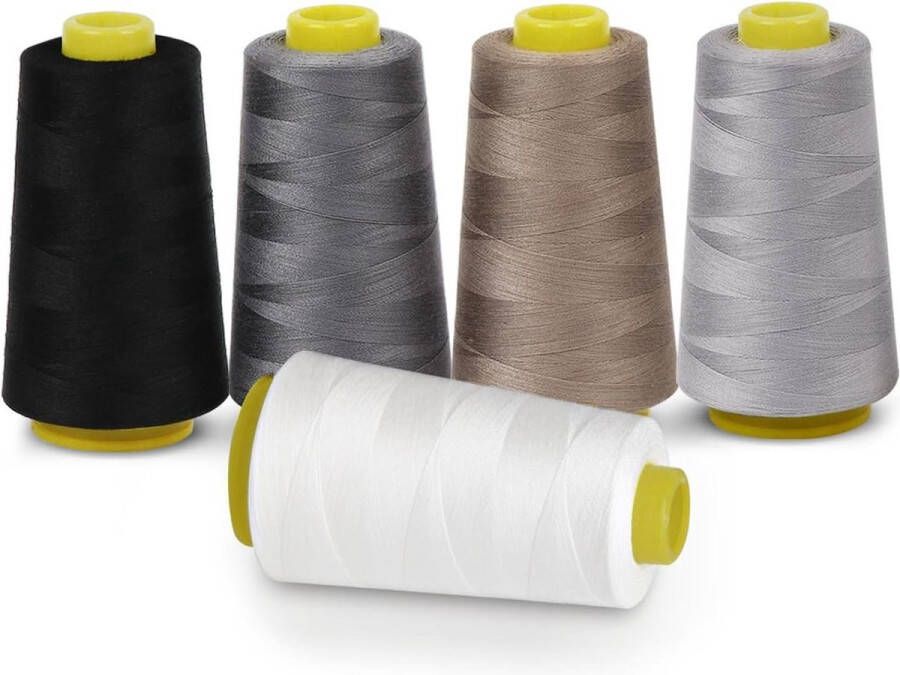 Naaigaren Duurzame 1Plusselect 5 Kegels Overlockgaren Naaigaren 40 2 per 3000 Yard (2743 Meter) 100% polyester Spoelen Universeel 5 Kleuren Scheurvast Garen van Toepassing Handnaaien of Naaimachines