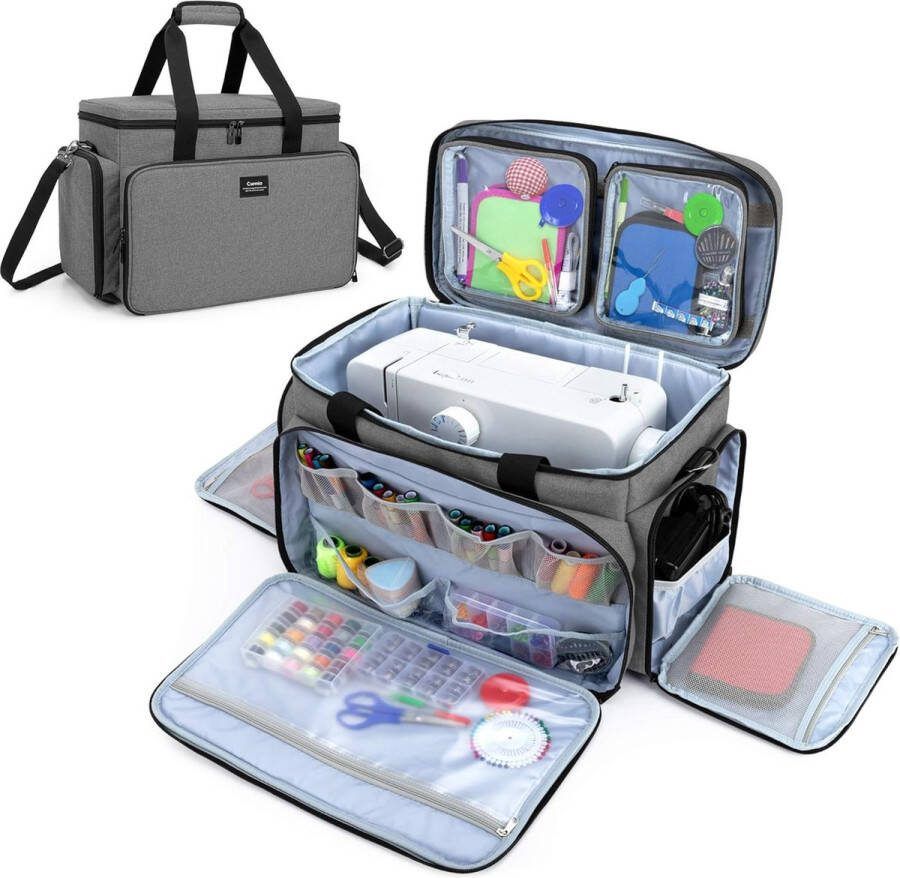 Naaimachinetas draagtas voor naaimachines compatibel met de meeste standaard naaimachines en accessoires (lege tas) grijs