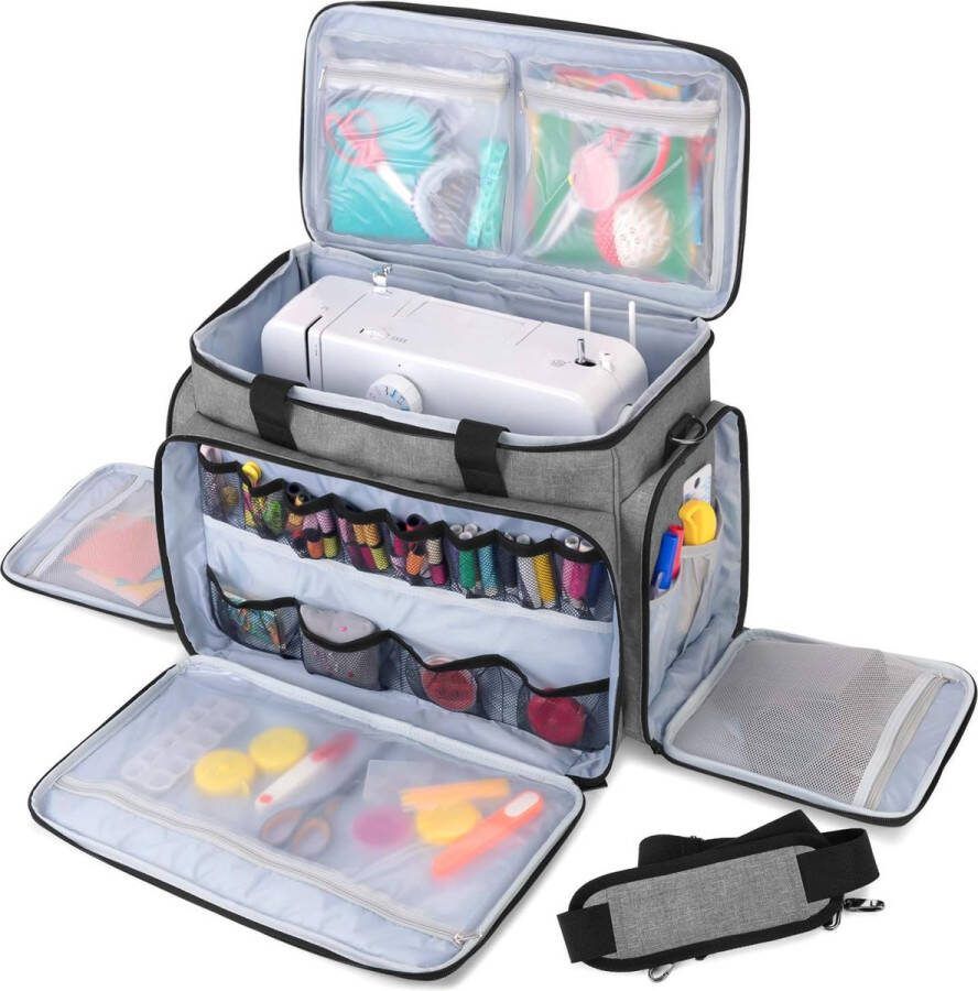 Naaimachinetas opbergtas voor naaimachines met afneembare bekleding transporttas voor naaimachines en accessoires (geschikt voor de meeste standaard naaimachines)