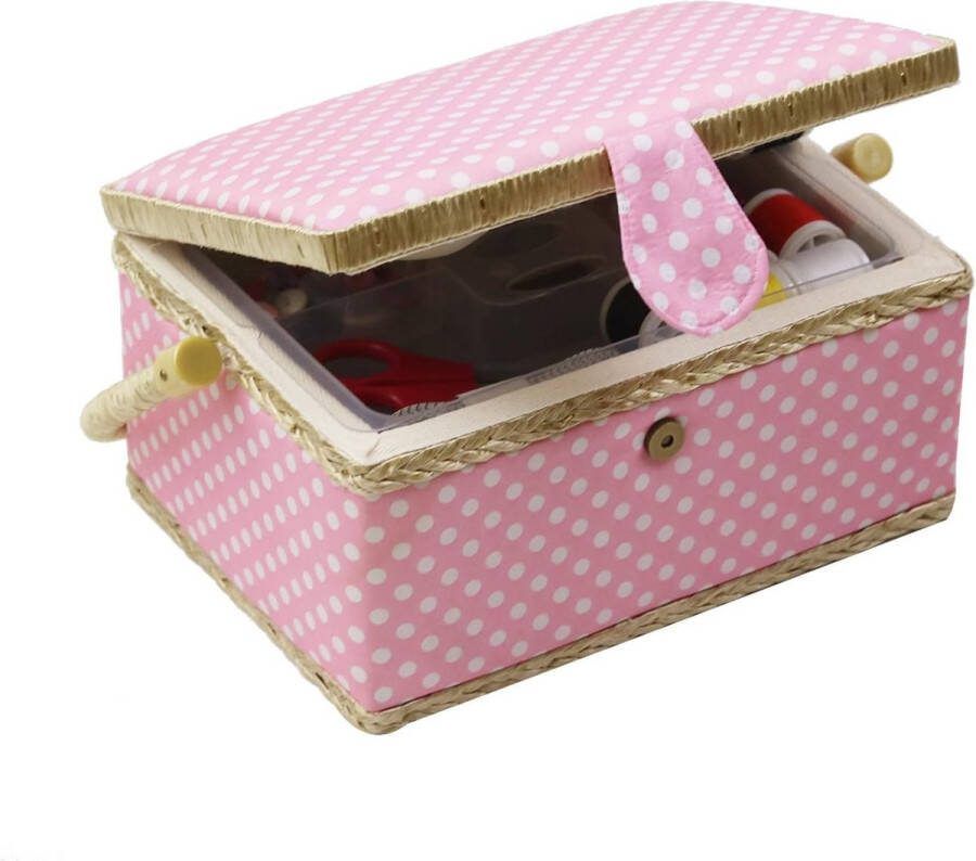 Naaiset Mand voor Thuis Voor Opslag en Organisatie Draagbare Voor Naalden Garen enz. Naaimand met Accessoires M Rose
