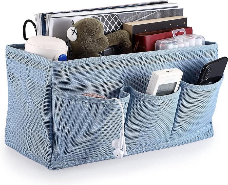 Nachtkastje Hangende opbergzakken Manden Slaapzaal Bed Organizer Multifunctionele hangende opbergtas voor thuis kantoor school slaapzaal ziekenhuis blauw